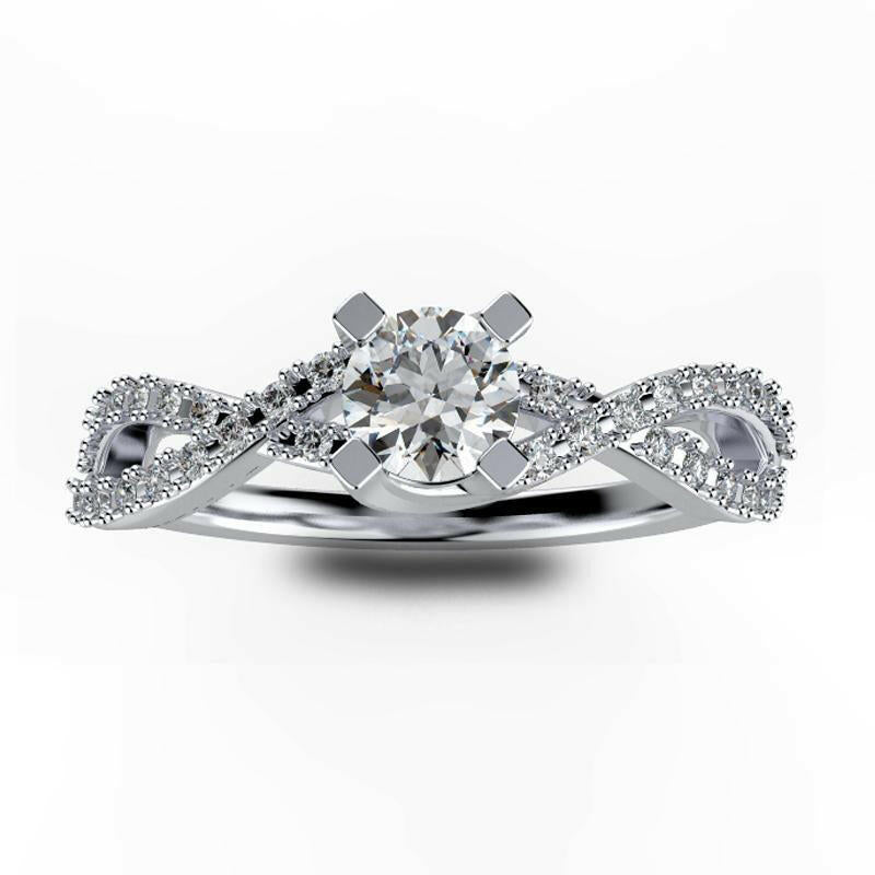 Diamond Split Shank Wave Design Engagement Ring - Thenetjeweler
