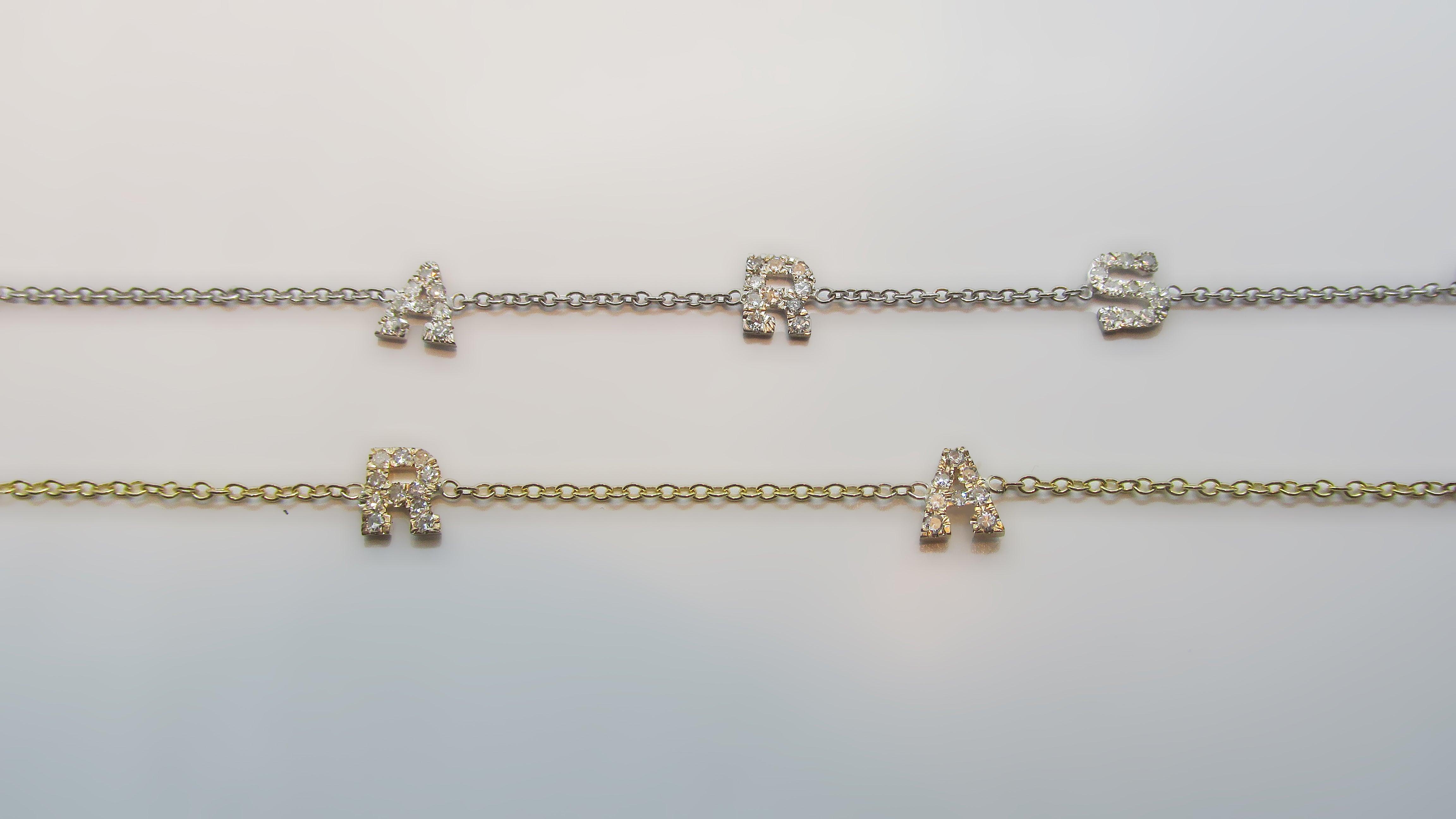 Initial Bracelet with Diamonds and Charm - Thenetjeweler