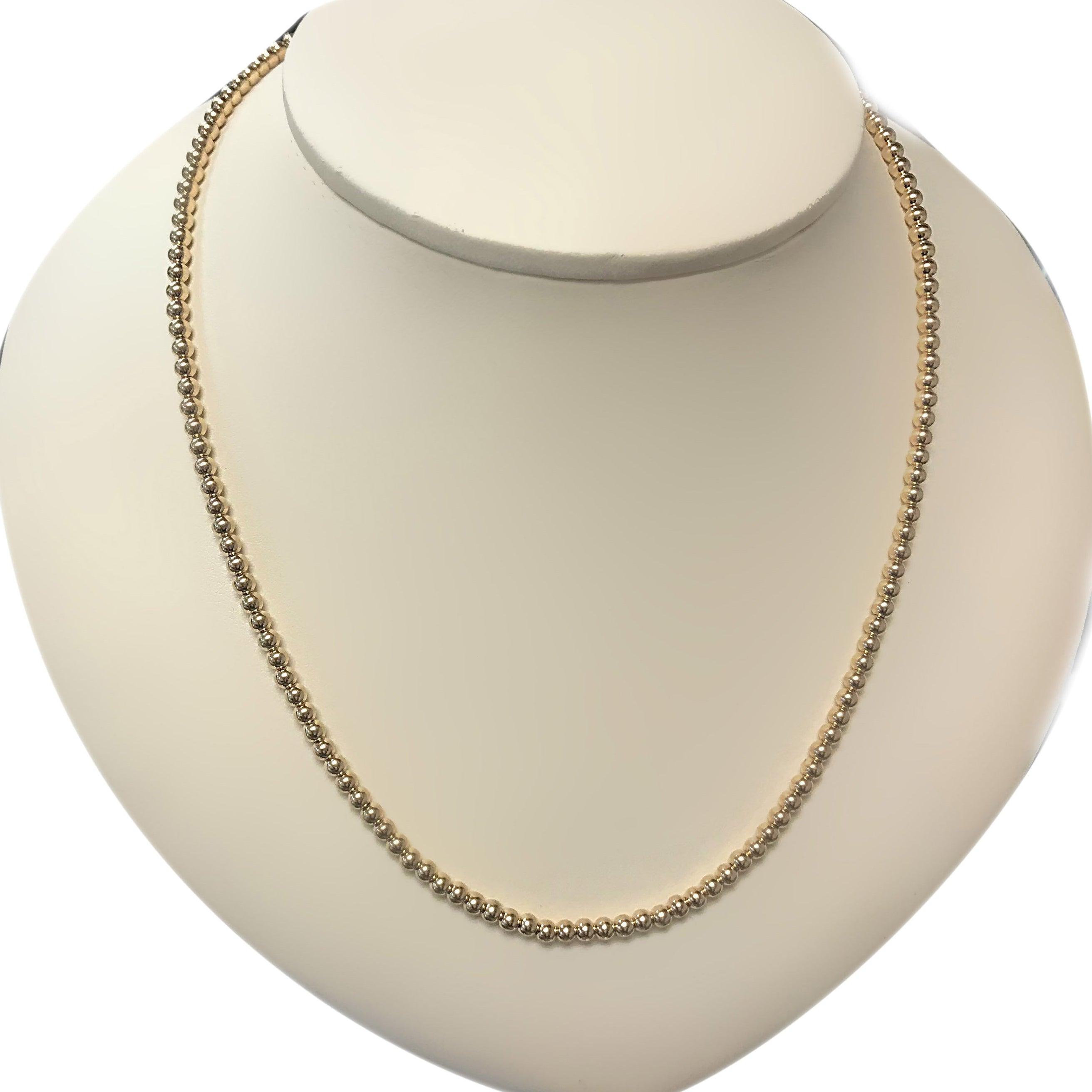 3mm Ball Chain Beaded Collar Necklace 14K Yellow Gold - Thenetjeweler