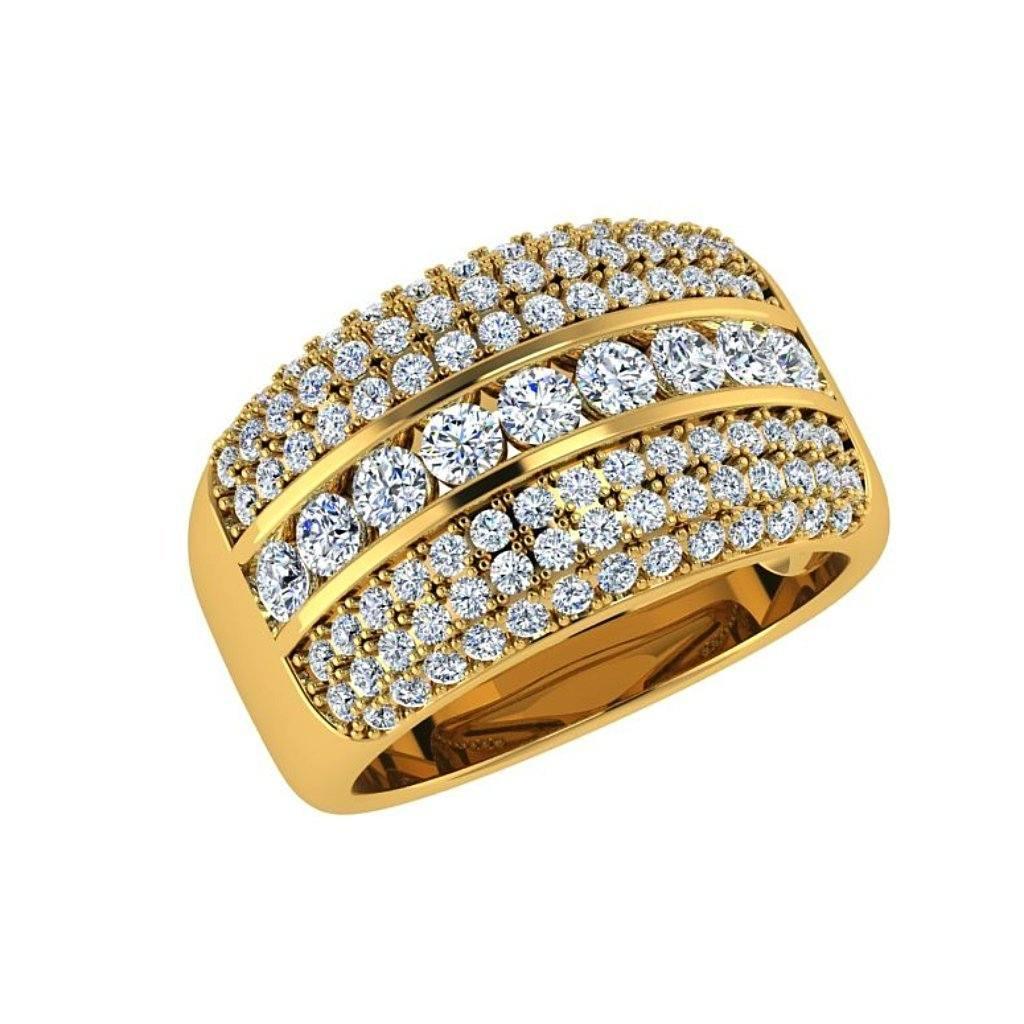Multi Row Diamond Band Ring 18K Gold - Thenetjeweler