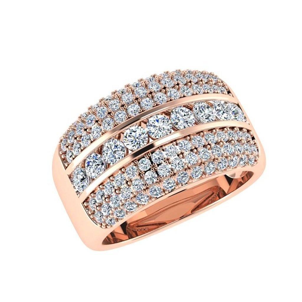 Multi Row Diamond Band Ring 18K Gold - Thenetjeweler