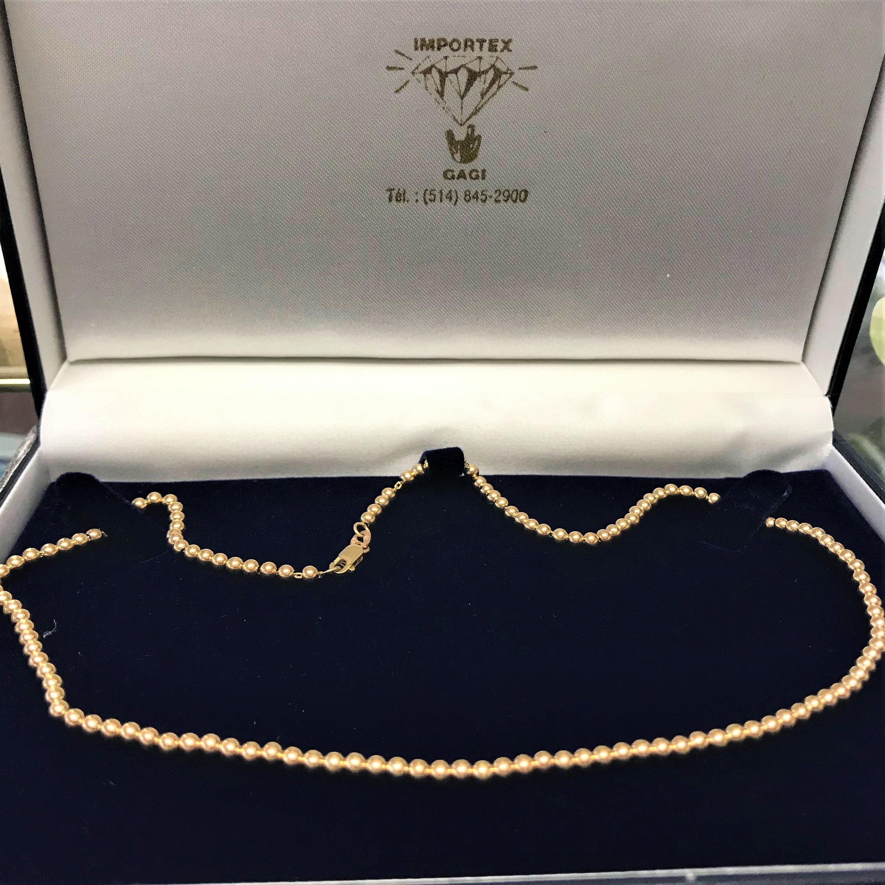 3mm Ball Chain Beaded Collar Necklace 14K Yellow Gold - Thenetjeweler