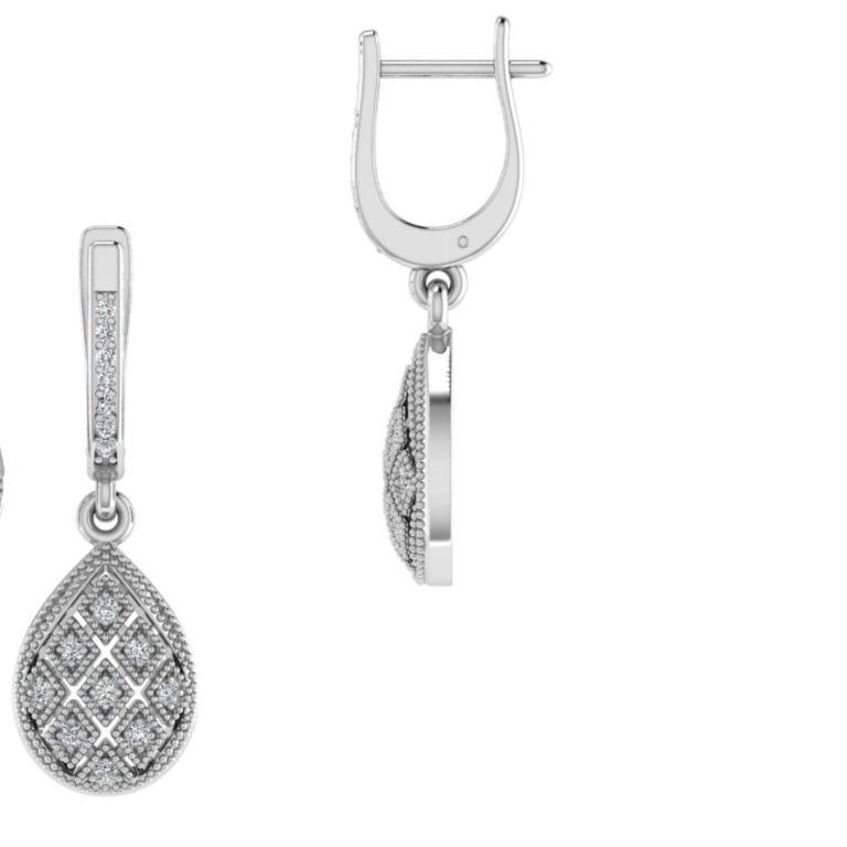Teardrop Diamond Earrings 14k White Gold - Thenetjeweler