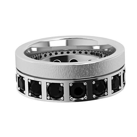 Black Diamond Wedding Band 14K White Gold - Thenetjeweler