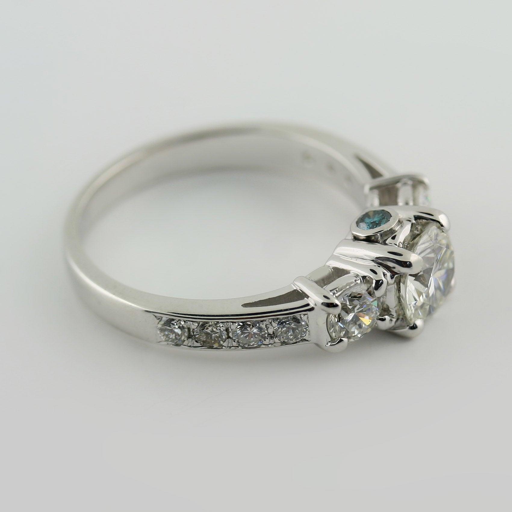 Romantic Engagement ring with Blue Diamond Accent - Thenetjeweler