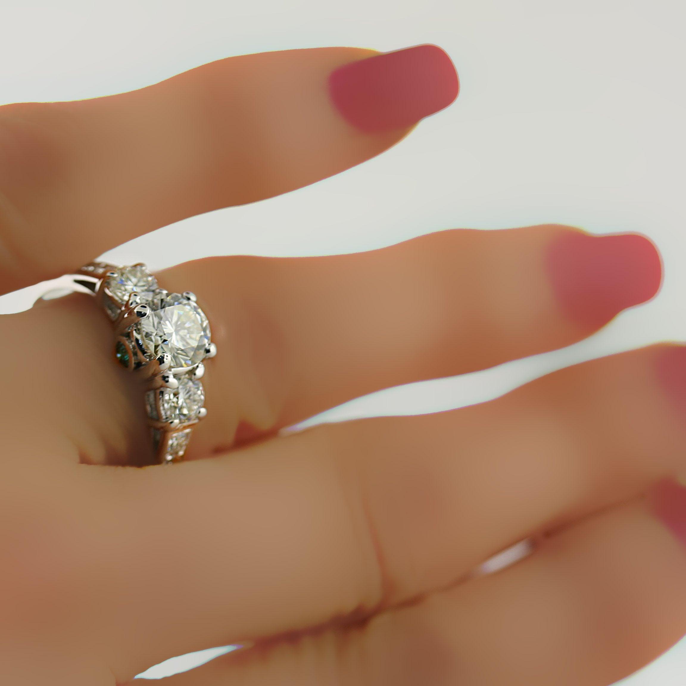 Romantic Engagement ring with Blue Diamond Accent - Thenetjeweler