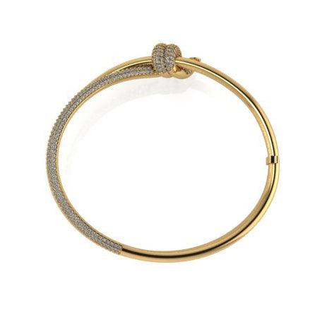 Knot Double Row Hinged Bangle 14K gold with Diamonds - Thenetjeweler