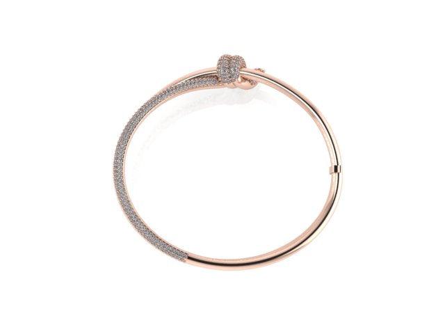 Knot Double Row Hinged Bangle 14K gold with Diamonds - Thenetjeweler