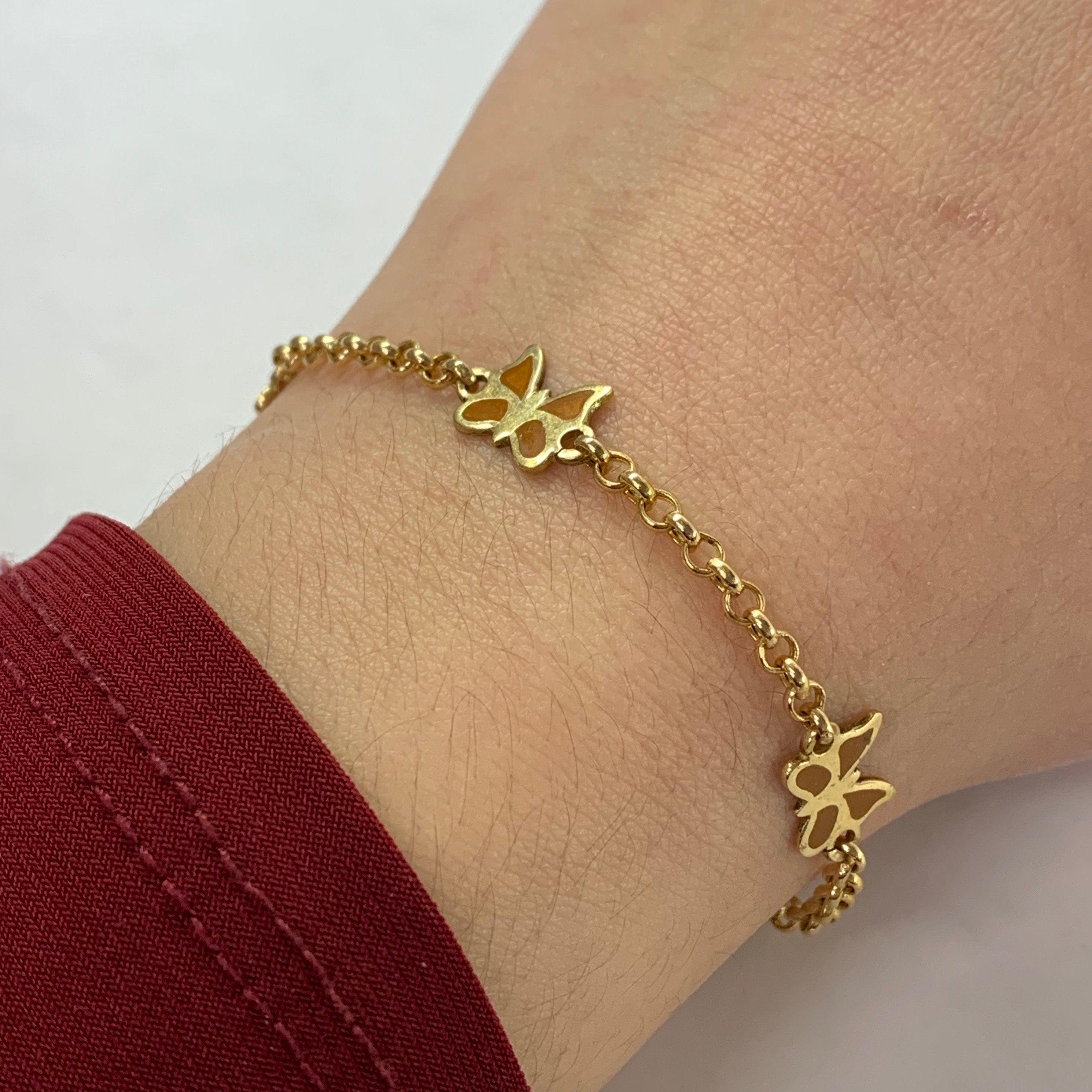 Butterfly Chain Bracelet 14K Yellow Gold - Thenetjeweler