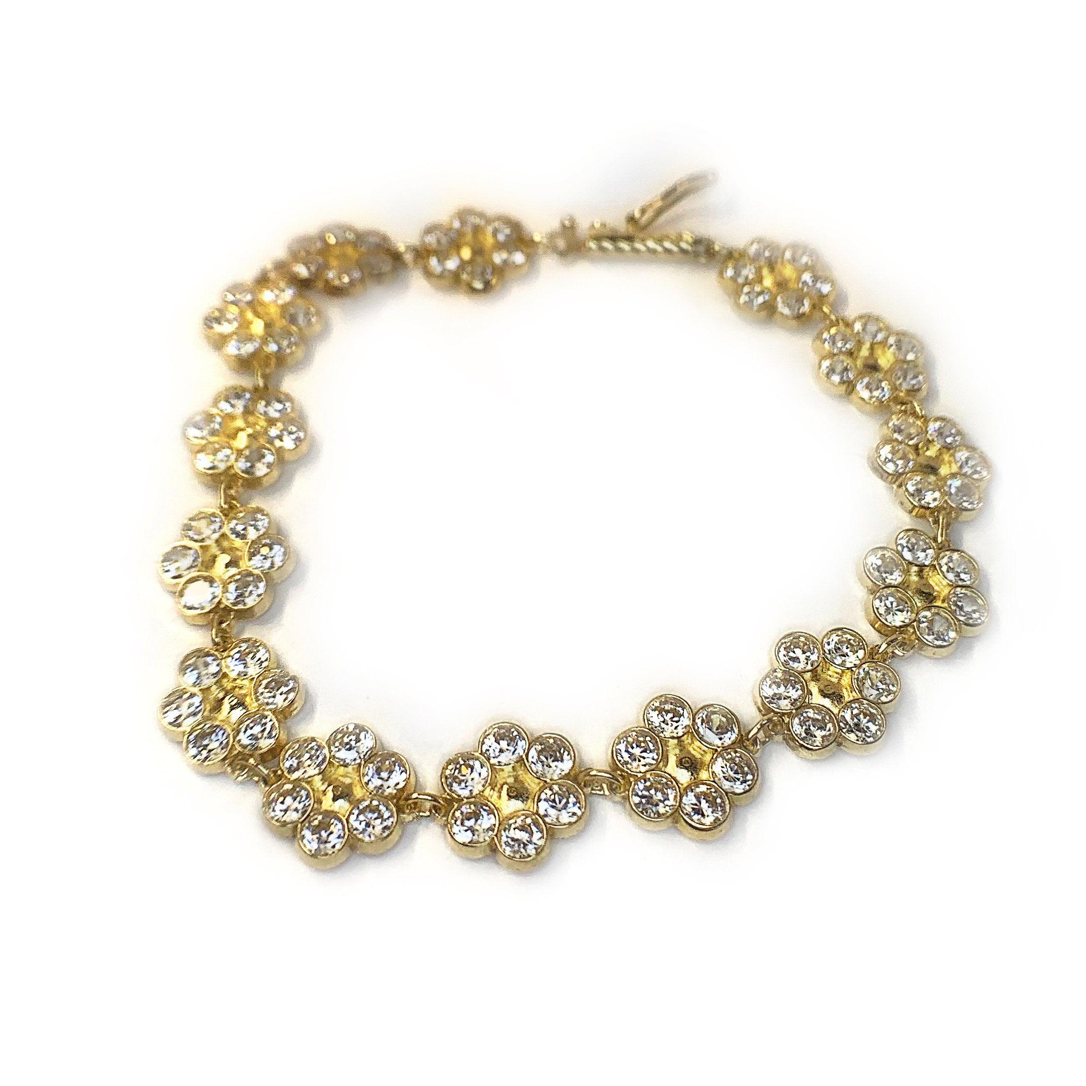 Flower Link Chain Bracelet 14K Yellow Gold - Thenetjeweler