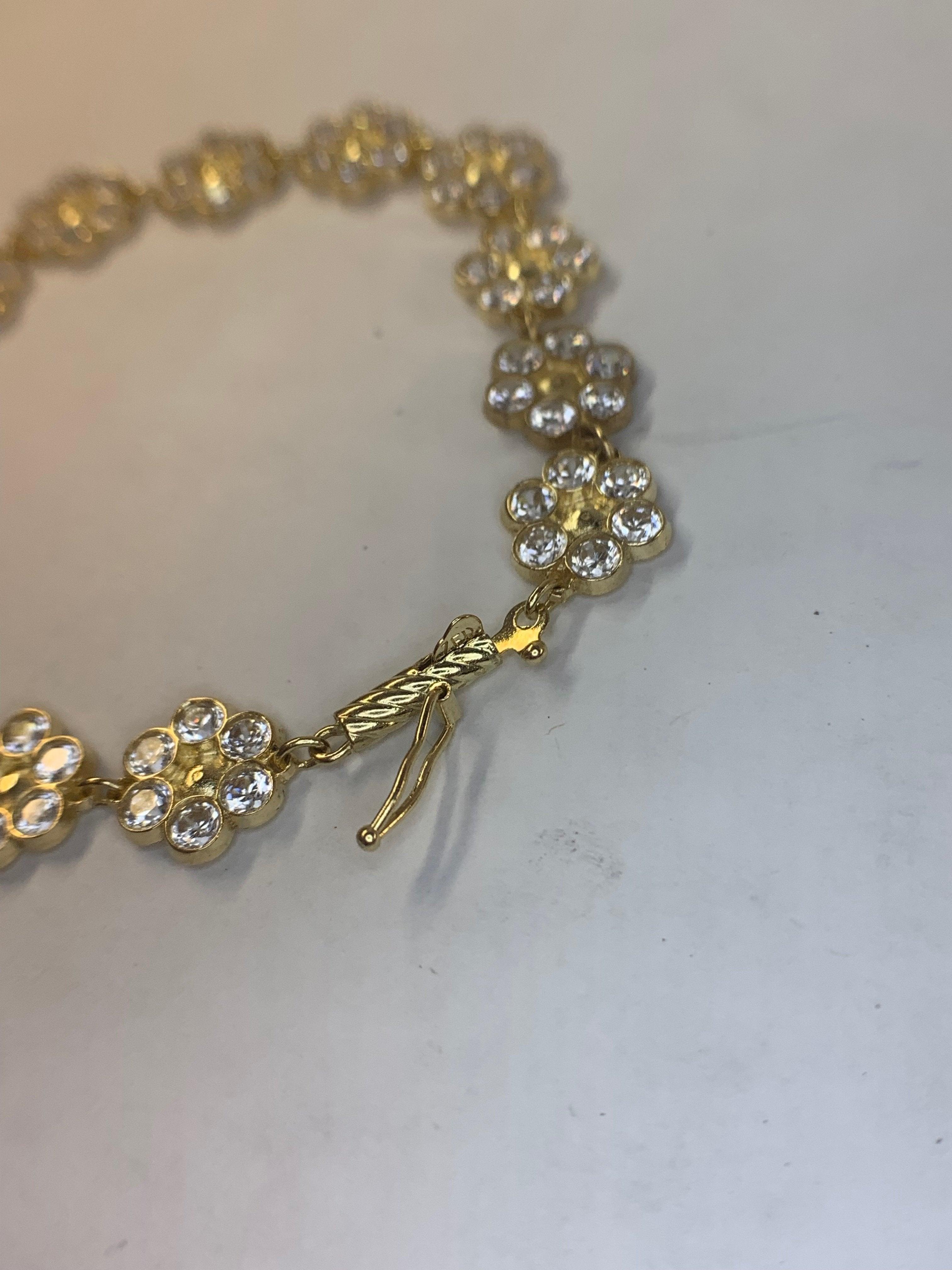 Flower Link Chain Bracelet 14K Yellow Gold - Thenetjeweler