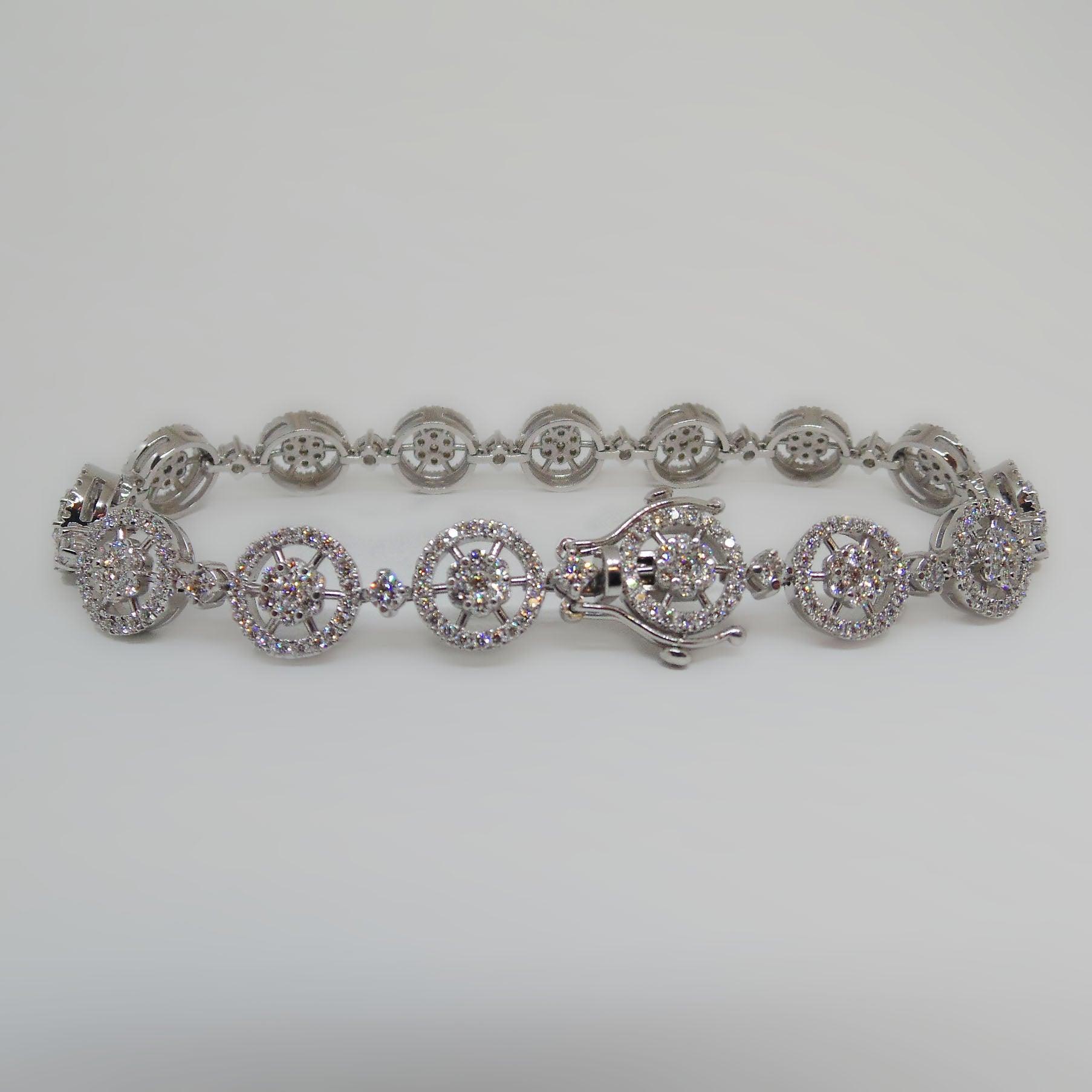 Diamond Flower Tennis Bracelet 14K - Thenetjeweler