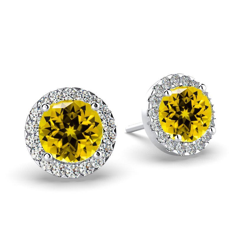 Citrine Diamond Halo Stud Earrings - Thenetjeweler