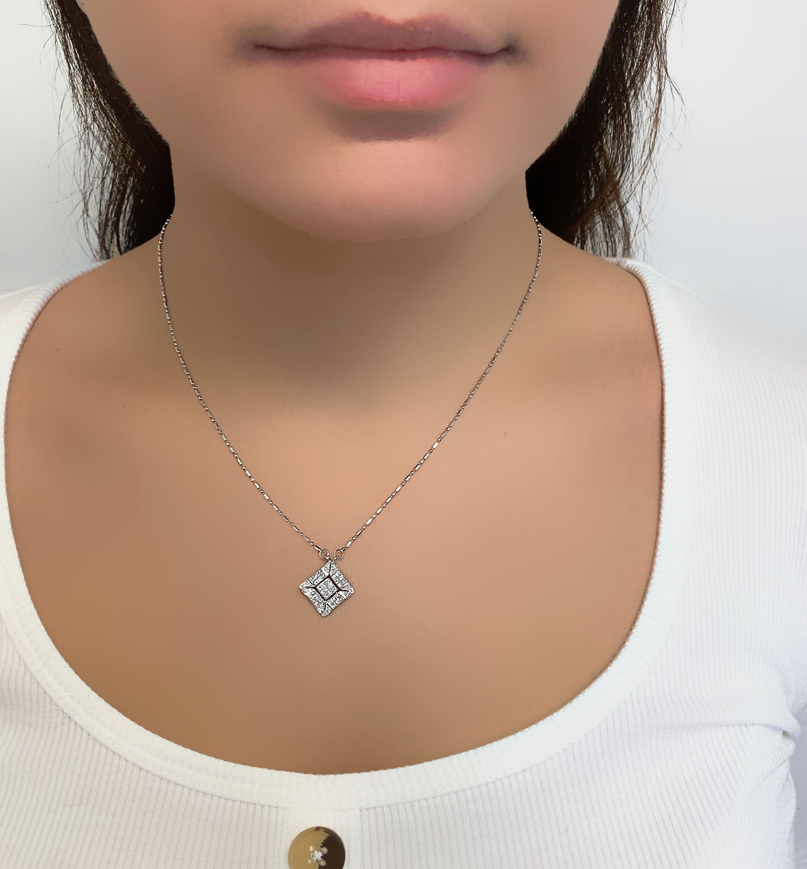 Convertible Pendant Necklace Magnetic 14k White Gold - Thenetjeweler