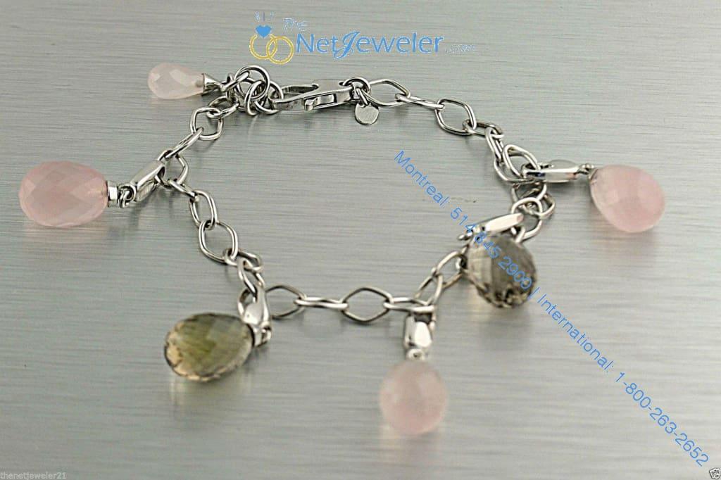 Dangle Briolette Gemstones Chain Bracelet Gold - Thenetjeweler