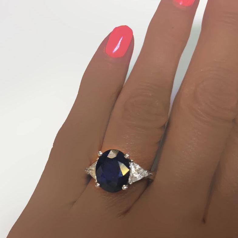 Sapphire Diamond Ring 14k White Gold - Thenetjeweler