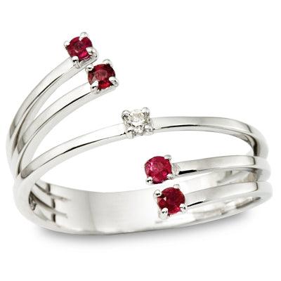 Ruby and Diamond Wrap Ring White Gold - Thenetjeweler