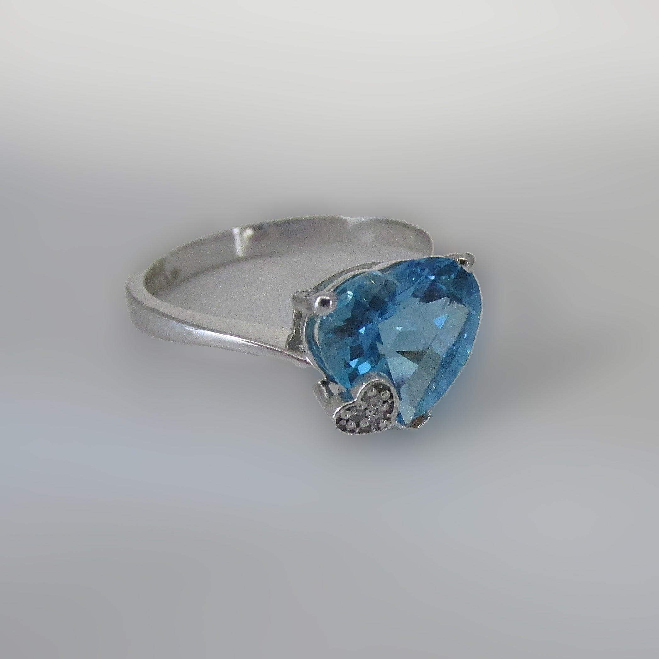 Heart Shaped Blue Topaz Ring - Thenetjeweler