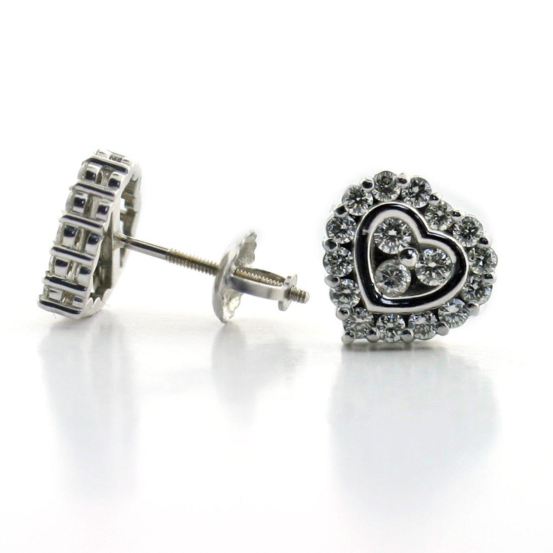 Diamond Heart Shaped Stud Earrings 18k Gold (0.60 carat .tw.) - Thenetjeweler