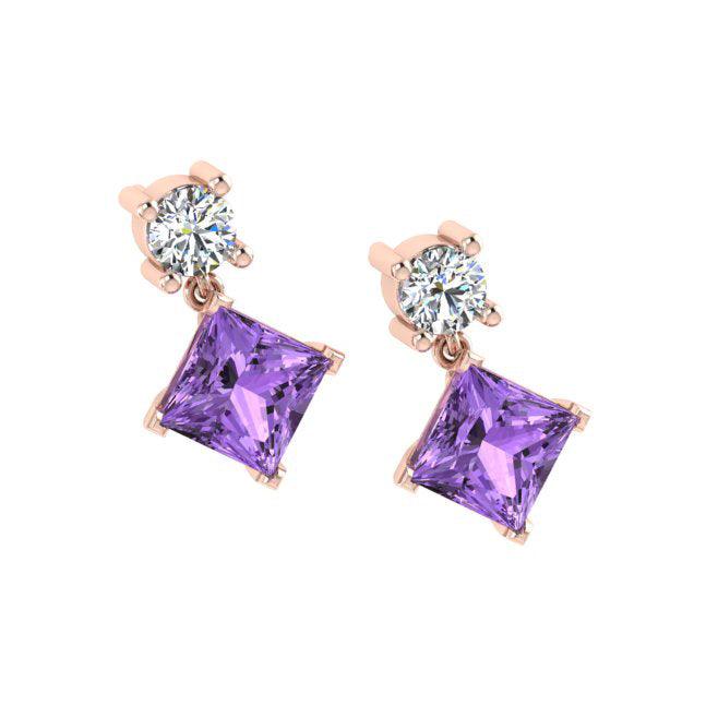 Amethyst and Diamond Stud Earrings - Thenetjeweler