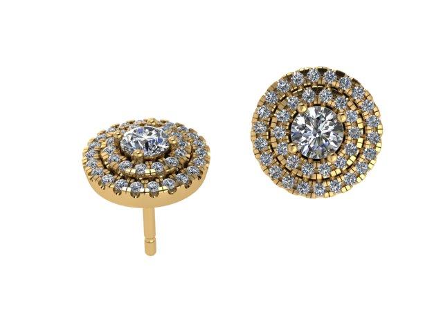 Double Halo Diamond Stud Earrings - Thenetjeweler