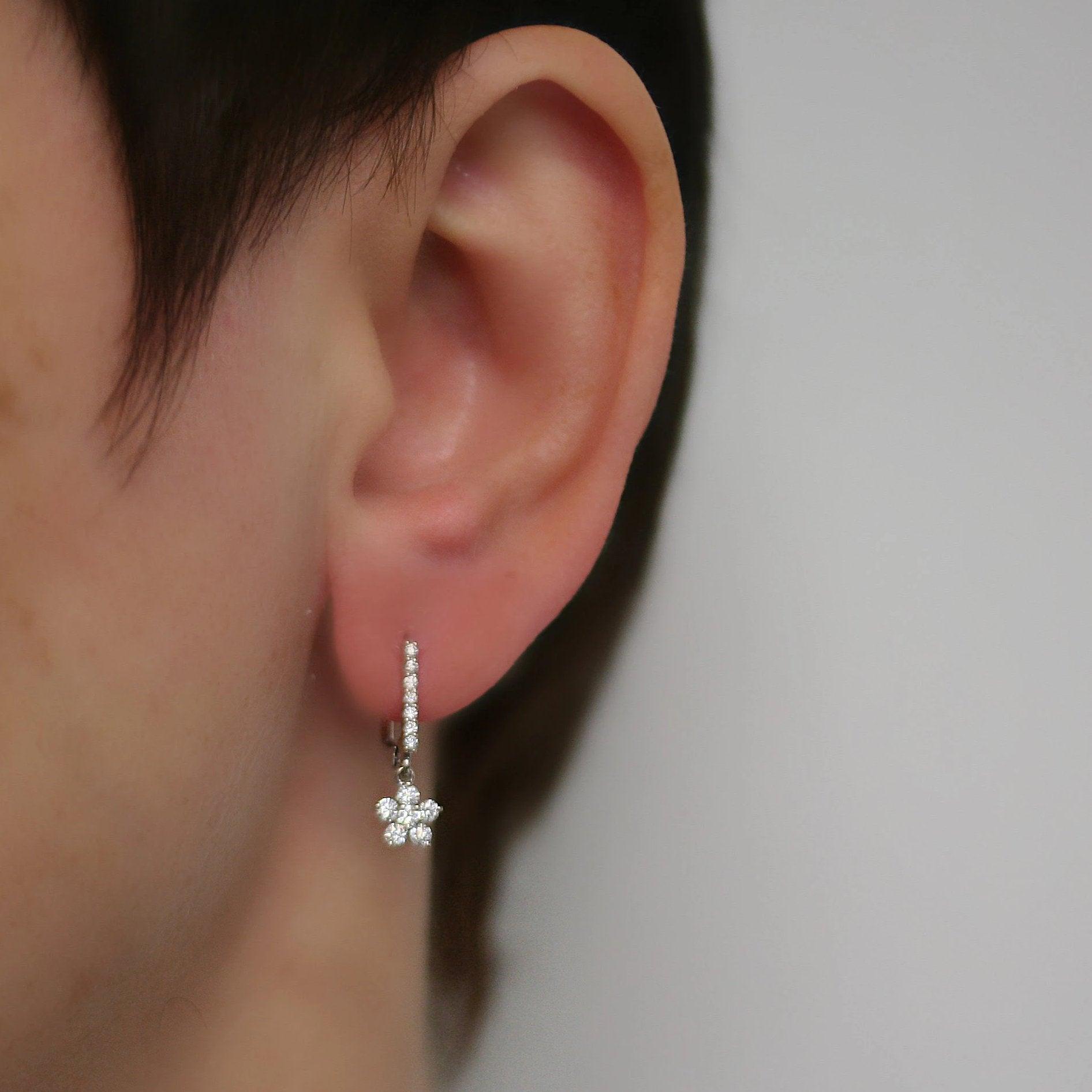 Diamond Flower Earrings White Gold - Thenetjeweler