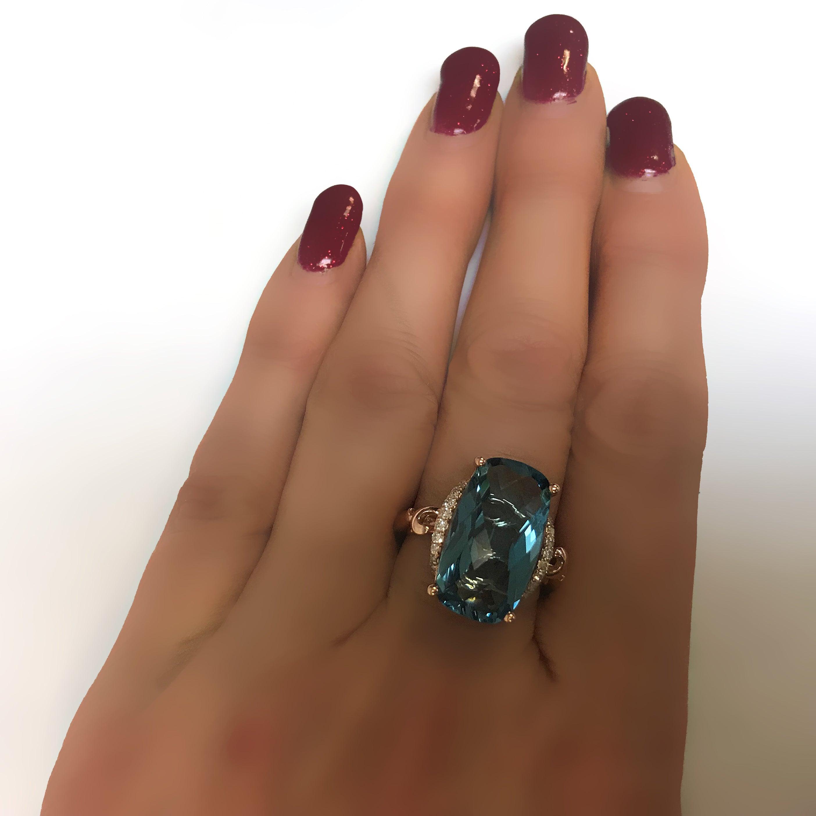 London Blue Topaz and Diamond Ring - Thenetjeweler