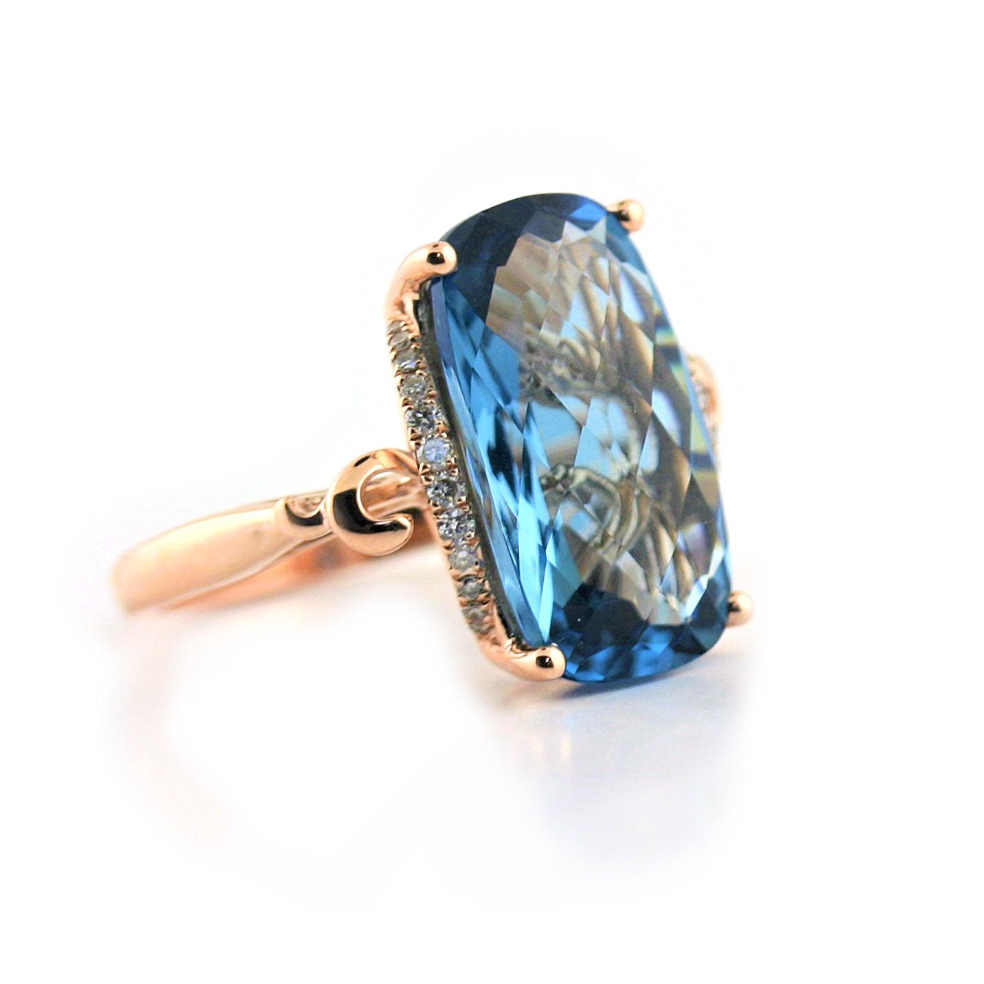 London Blue Topaz and Diamond Ring - Thenetjeweler