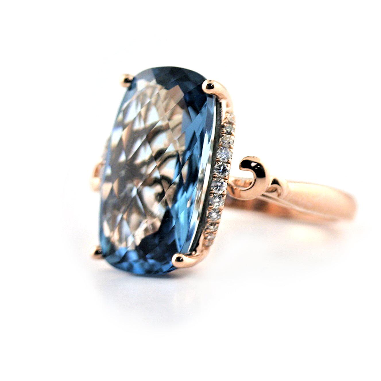 London Blue Topaz and Diamond Ring - Thenetjeweler