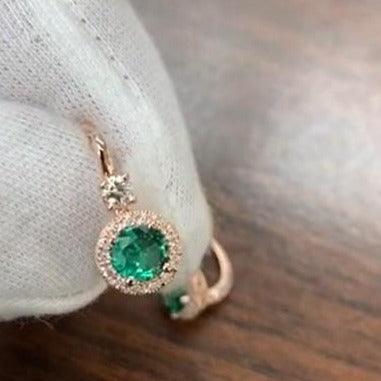 Rose gold and emerald green earrings - Thenetjeweler