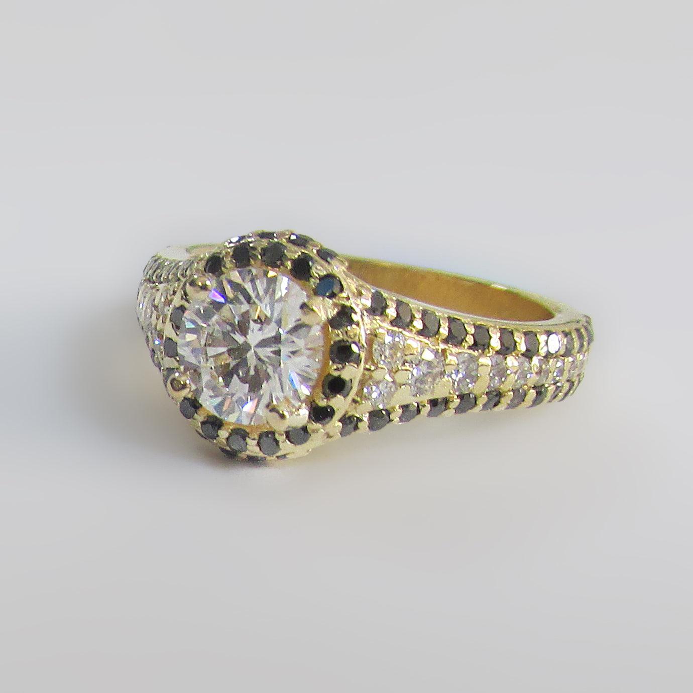 White and Black Diamond Ring - Thenetjeweler