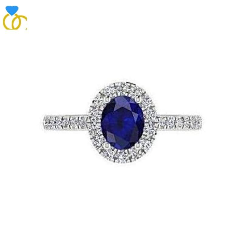 Sapphire Diamond Ring White Gold (0.26 carat t.w.) - Thenetjeweler