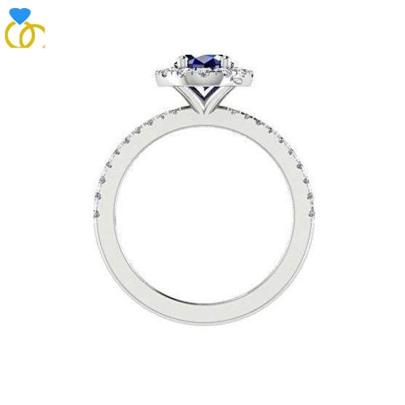 Sapphire Diamond Ring White Gold (0.26 carat t.w.) - Thenetjeweler
