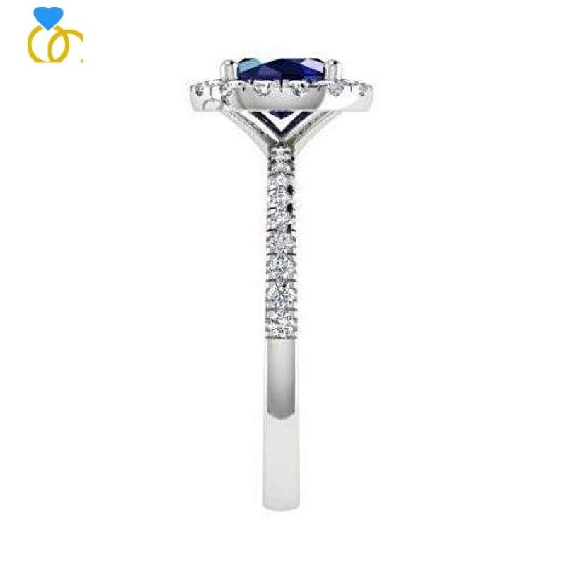 Sapphire Diamond Ring White Gold (0.26 carat t.w.) - Thenetjeweler