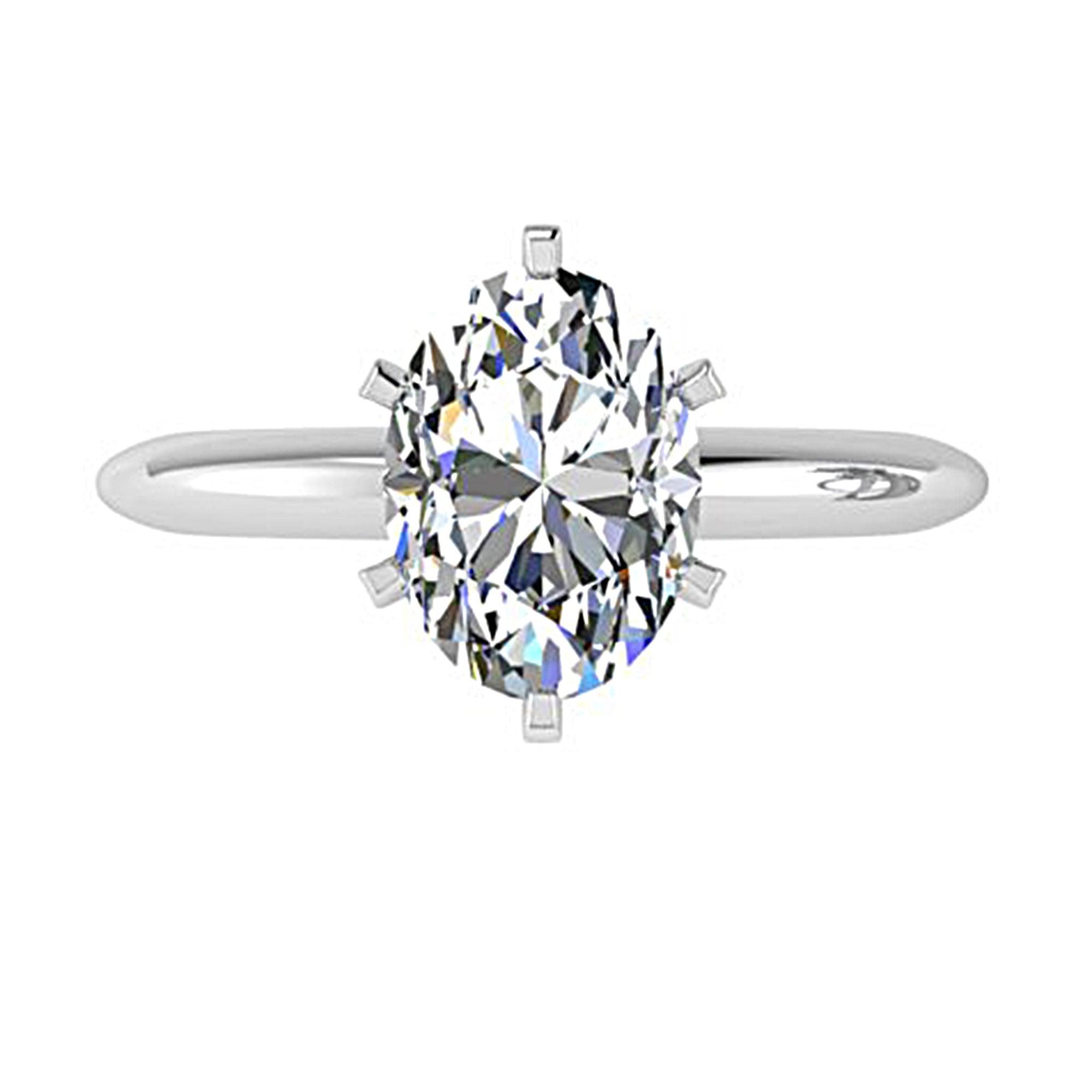 6 prong oval diamond ring - Thenetjeweler