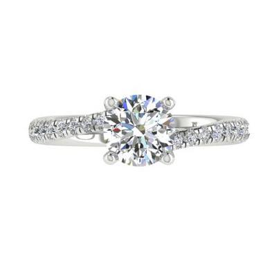 Round Diamond Twist Engagement Ring Setting 18K White Gold - Thenetjeweler