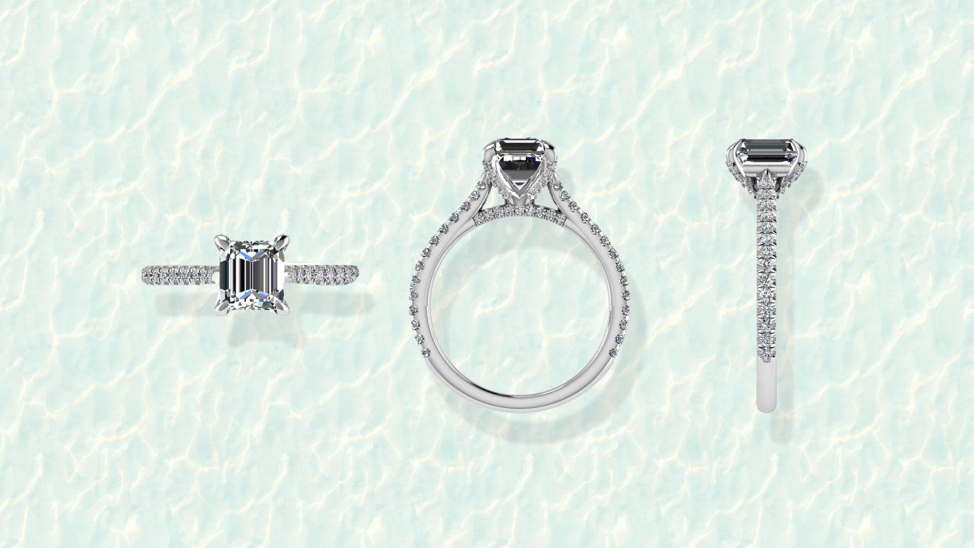 Princess Cut Diamond Side Stones Engagement Ring - Thenetjeweler