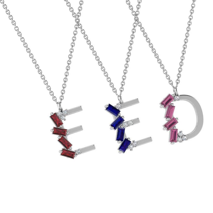 Baguette Initial Necklace - Thenetjeweler