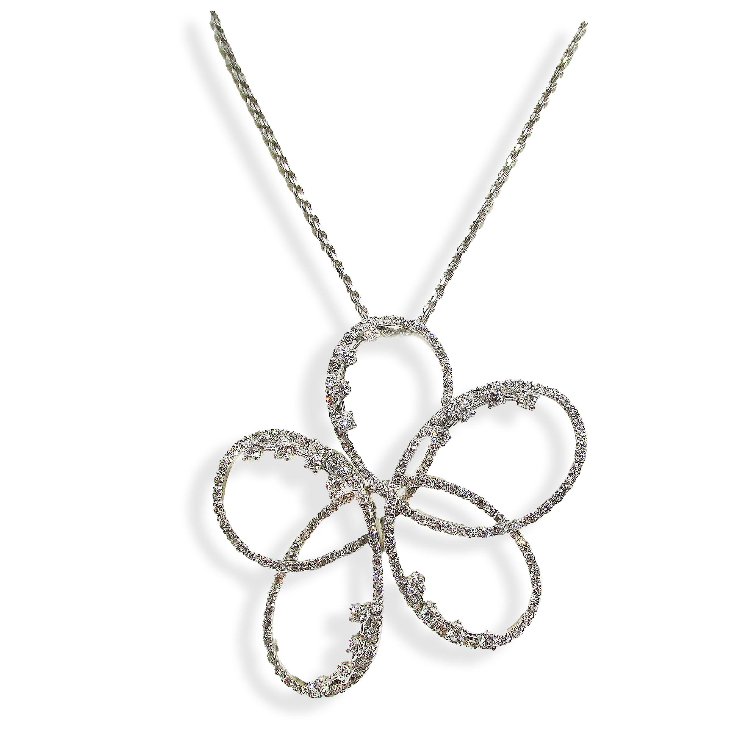 Diamond Flower Necklace 1.81 carats - Thenetjeweler
