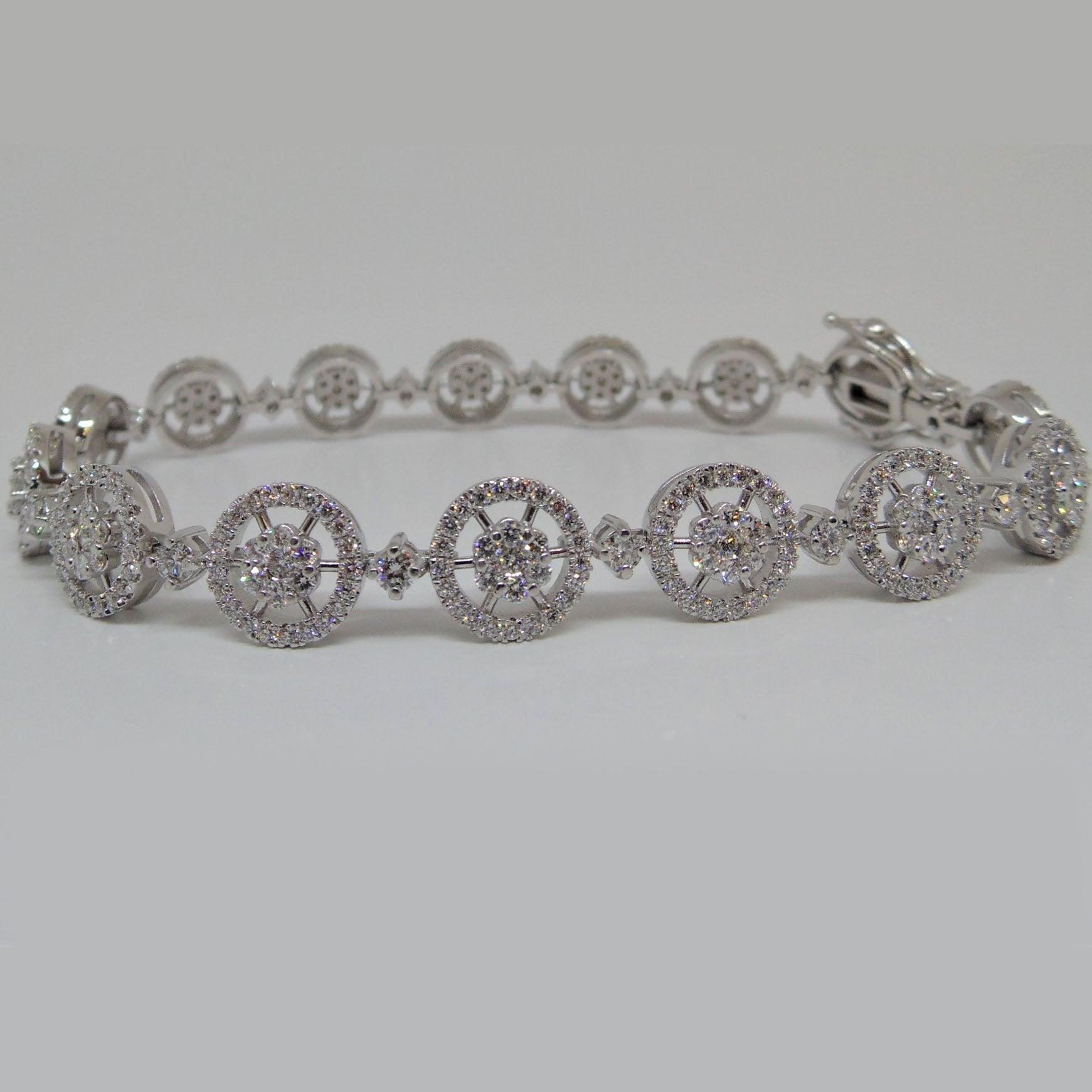 Diamond Flower Tennis Bracelet 14K - Thenetjeweler