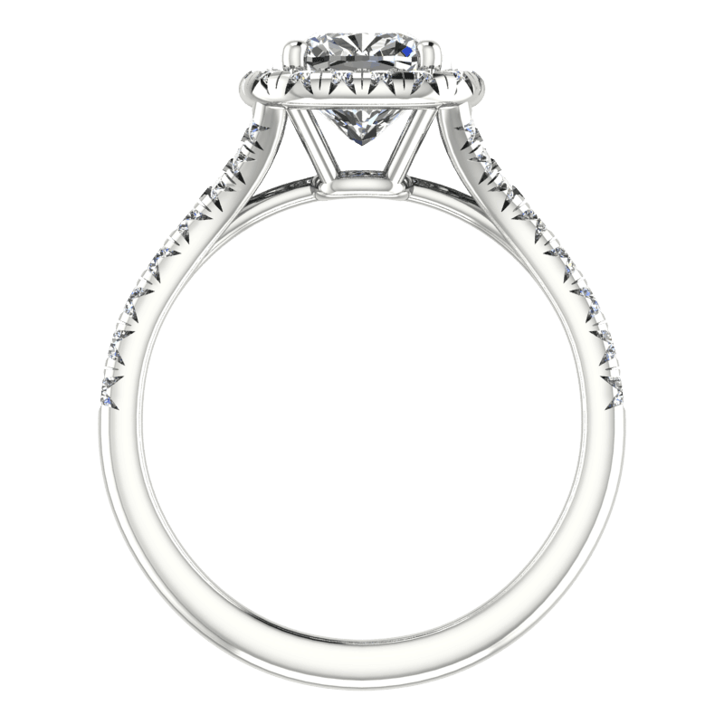 Cushion Cut Diamond Halo Engagement Ring with Side Stones - Thenetjeweler