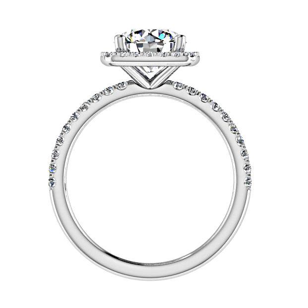 Round Diamond with Cushion Halo Engagement Ring 18K Gold - Thenetjeweler