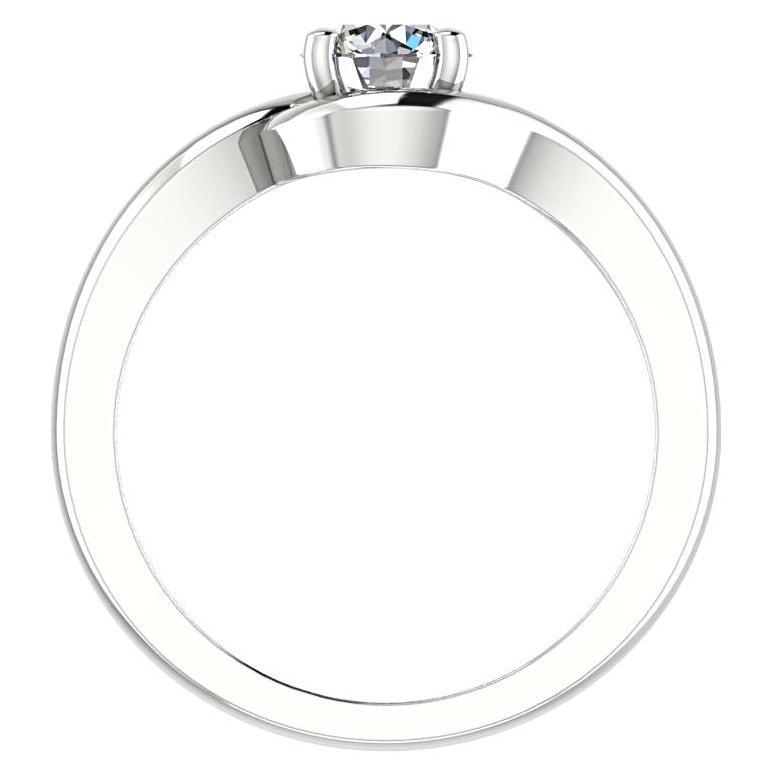 Solitaire Round Diamond Twist Band Engagement Ring 18K White Gold - Thenetjeweler