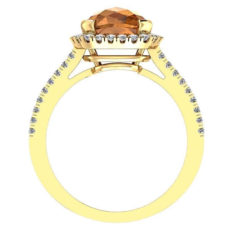 Citrine Cushion Diamond Halo Ring 18K Yellow Gold - Thenetjeweler