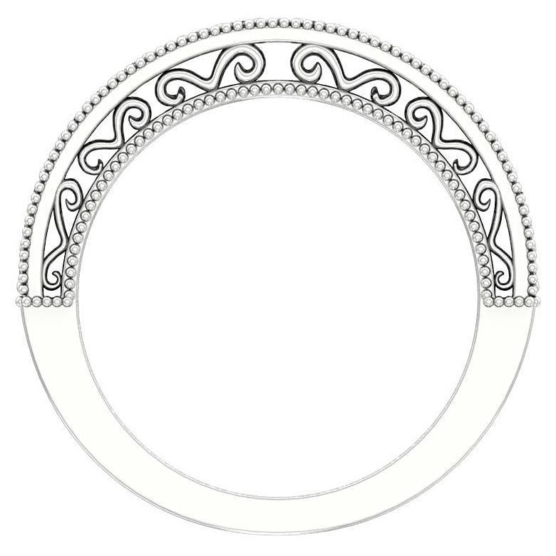 Round Diamond Milgrain Ring with Detailed Design 14K White Gold - Thenetjeweler