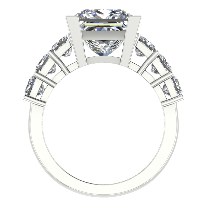 Princess Diamond Engagement Ring with Side Stones 18K Gold - Thenetjeweler