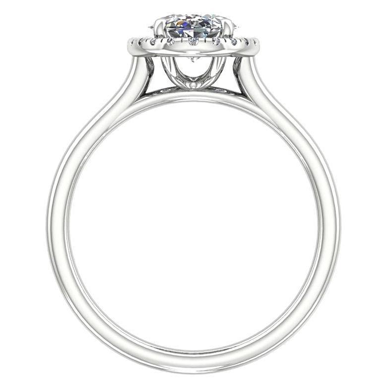 Oval Diamond Halo Engagement Ring 18K White Gold - Thenetjeweler