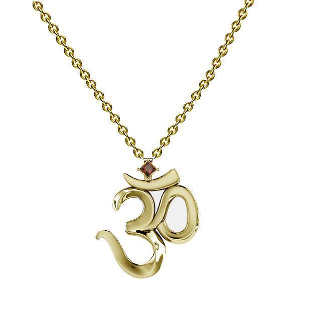 Gold OM yoga Necklace with Gemstone - Thenetjeweler