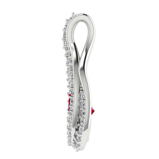 Oval Gemstone and 0.20 cwt Diamond Pendant 18K White Gold - Thenetjeweler
