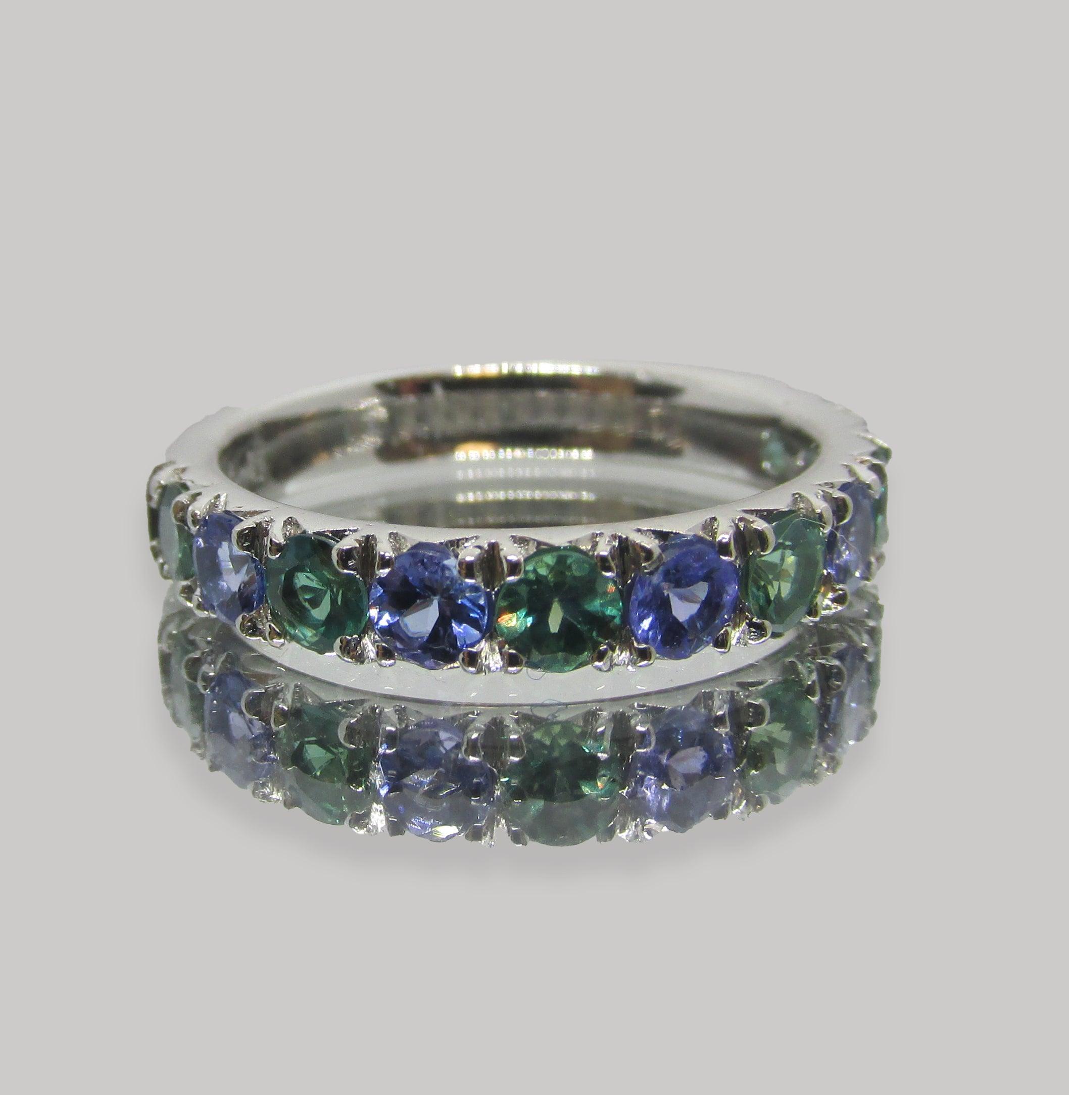 Half Eternity Alexandrite and Tanzanite Ring - Thenetjeweler